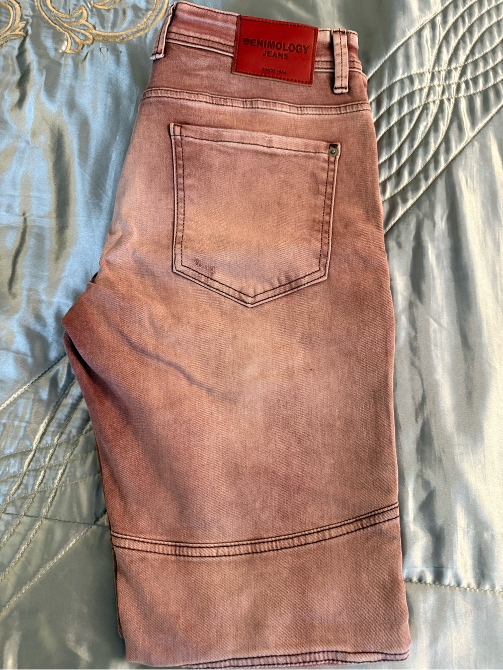 Benimology Men's Slim Jeans in Dusty Pink